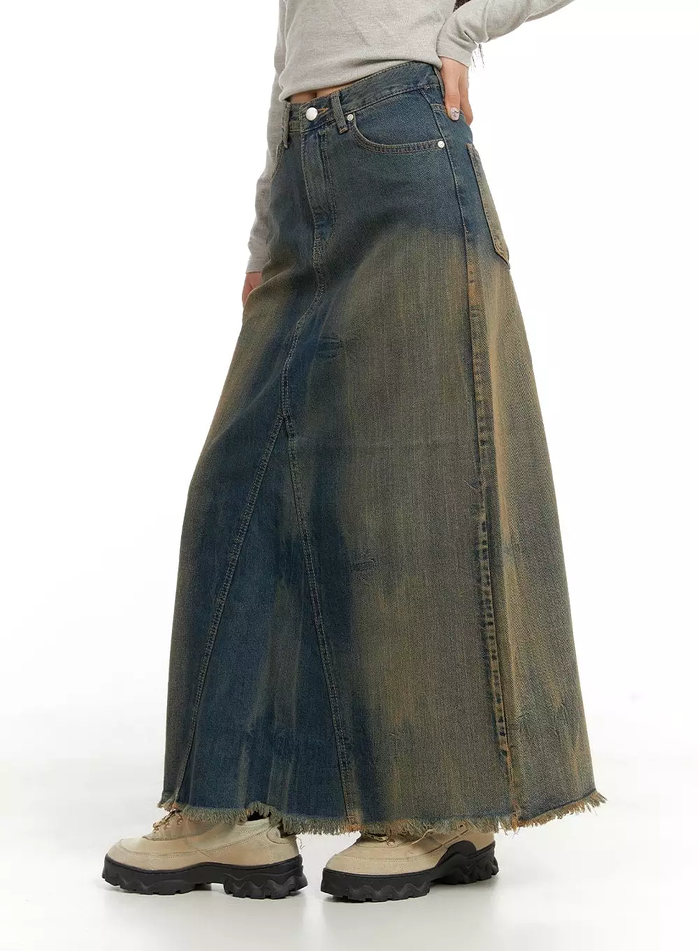 vintage denim maxi skirt