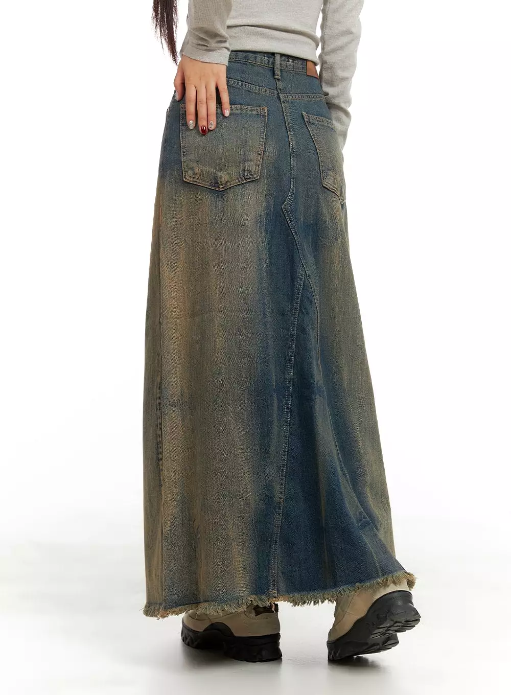 vintage denim maxi skirt