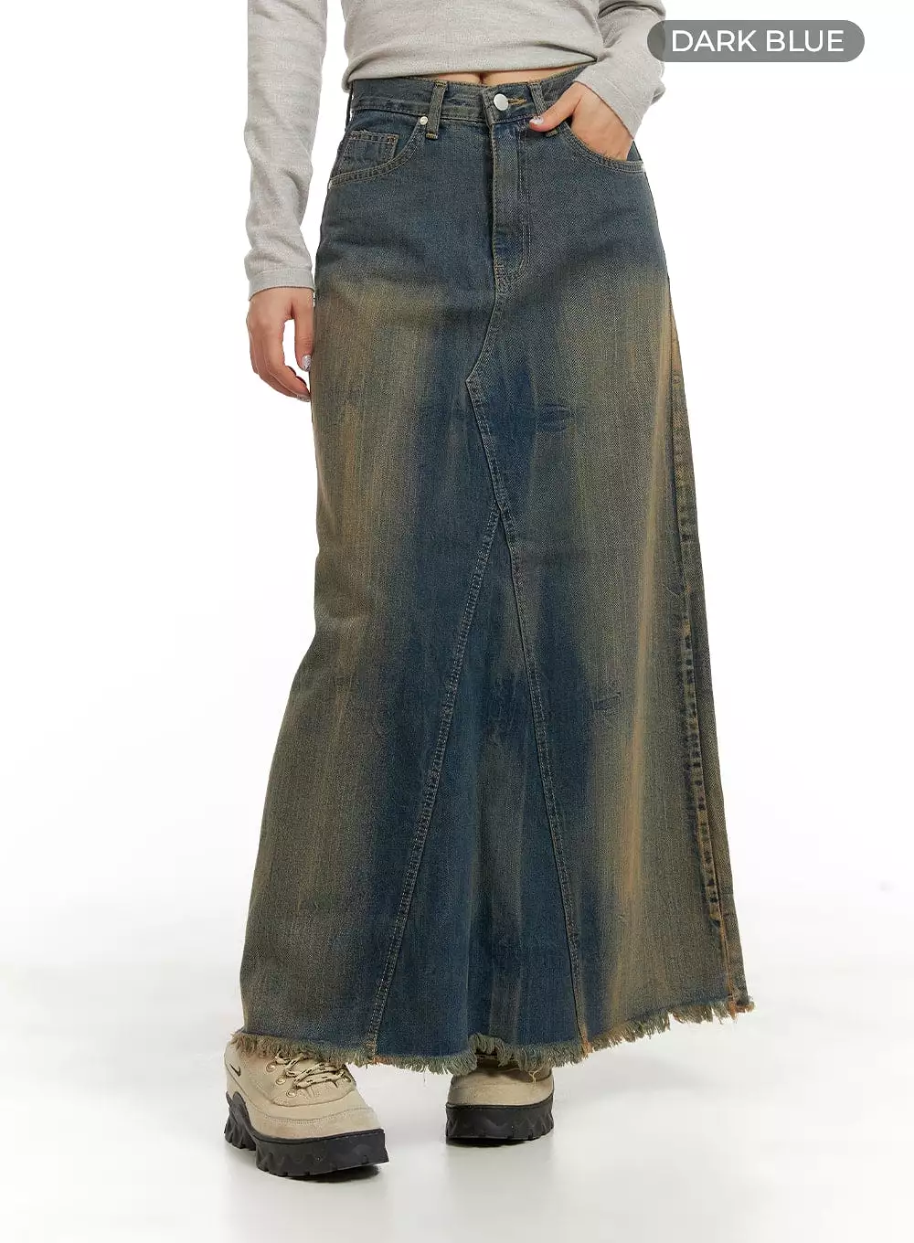 vintage denim maxi skirt