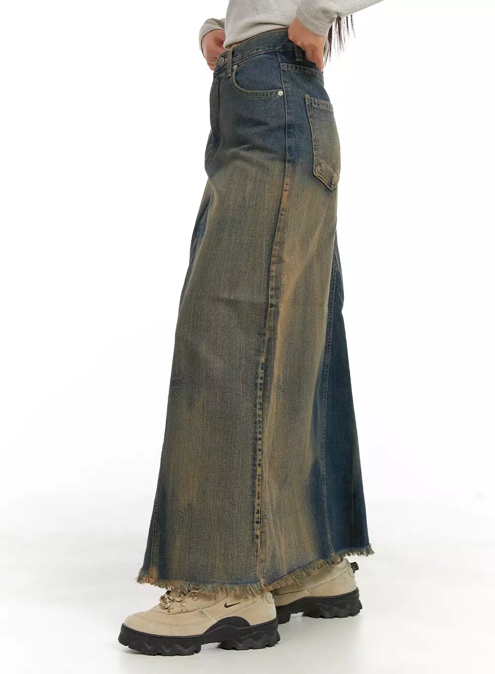 Vintage Maxi Denim Skirt - CA415 - Washed