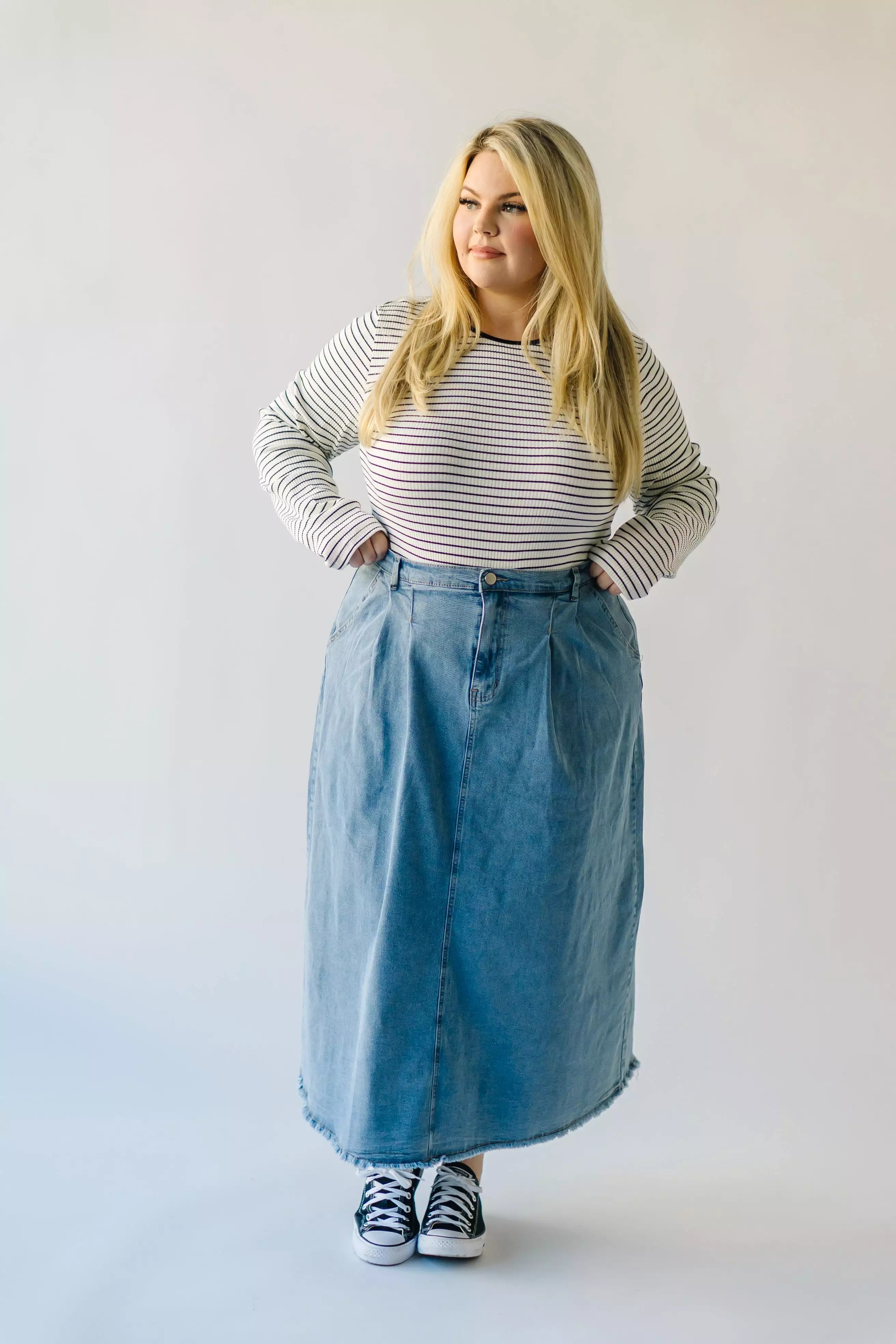 Waleska Pleated Denim Maxi Skirt - Get it now!