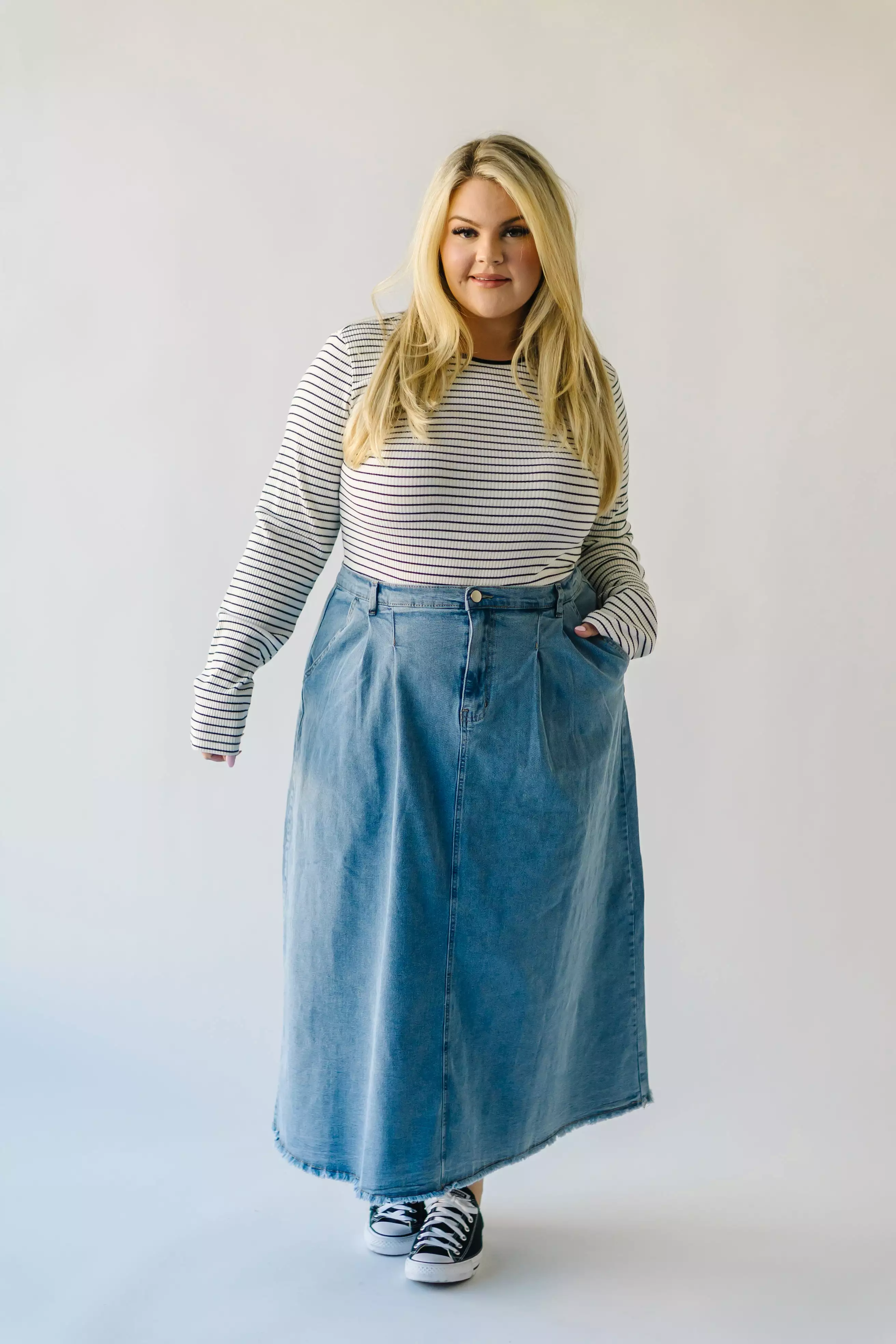 Waleska Pleated Denim Maxi Skirt - Get it now!