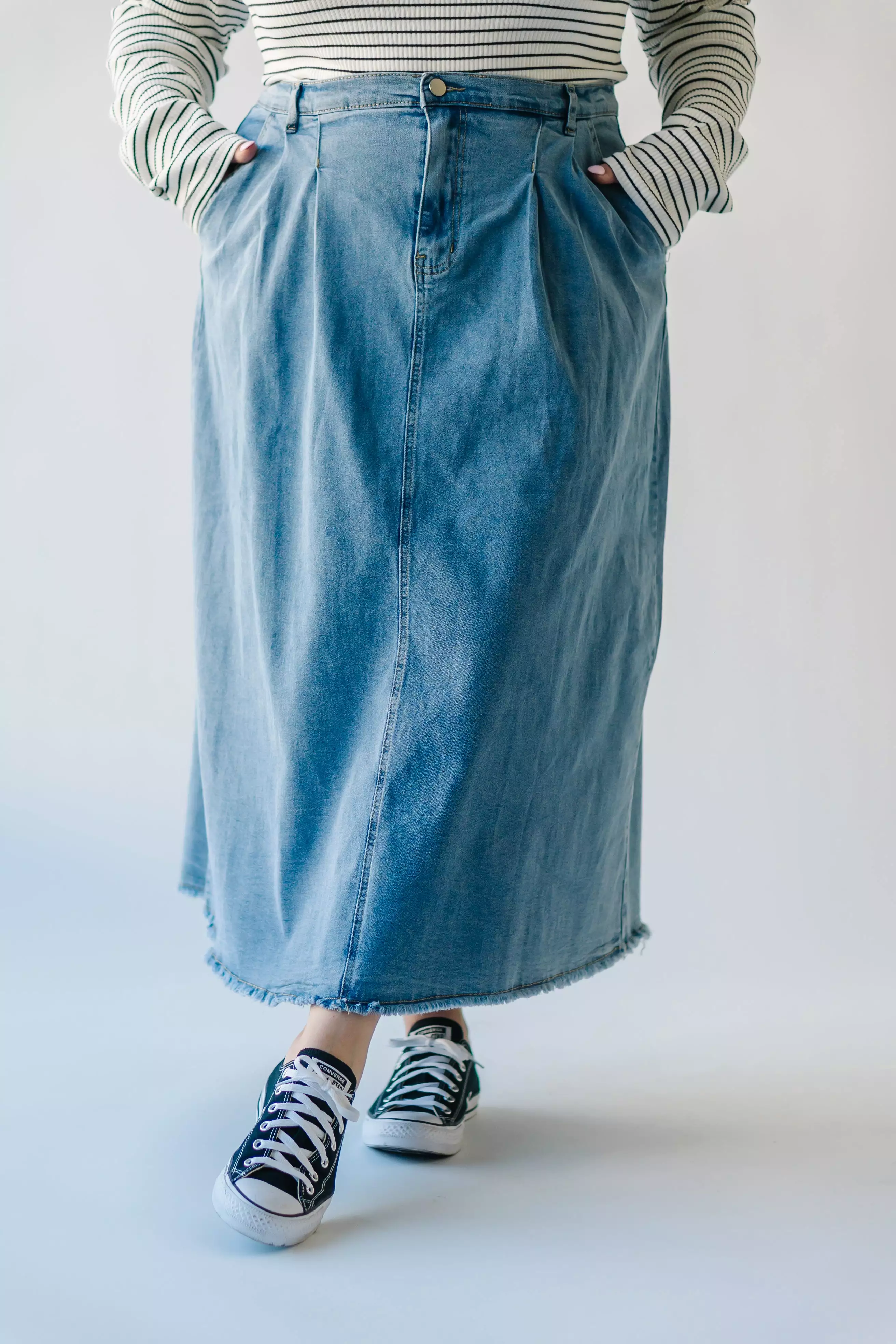 Waleska Pleated Denim Maxi Skirt - Get it now!