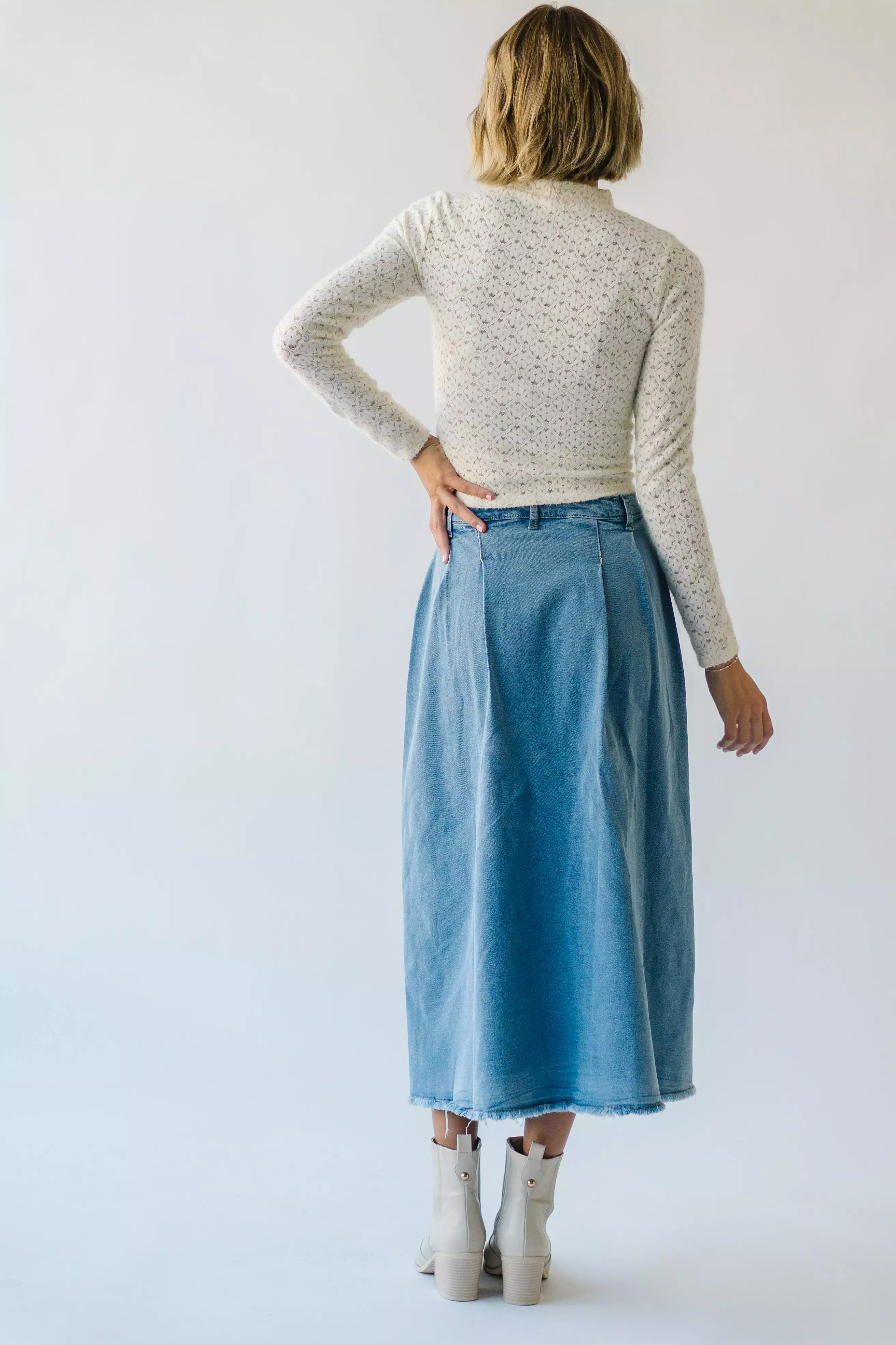 Waleska Pleated Denim Maxi Skirt - Get it now!