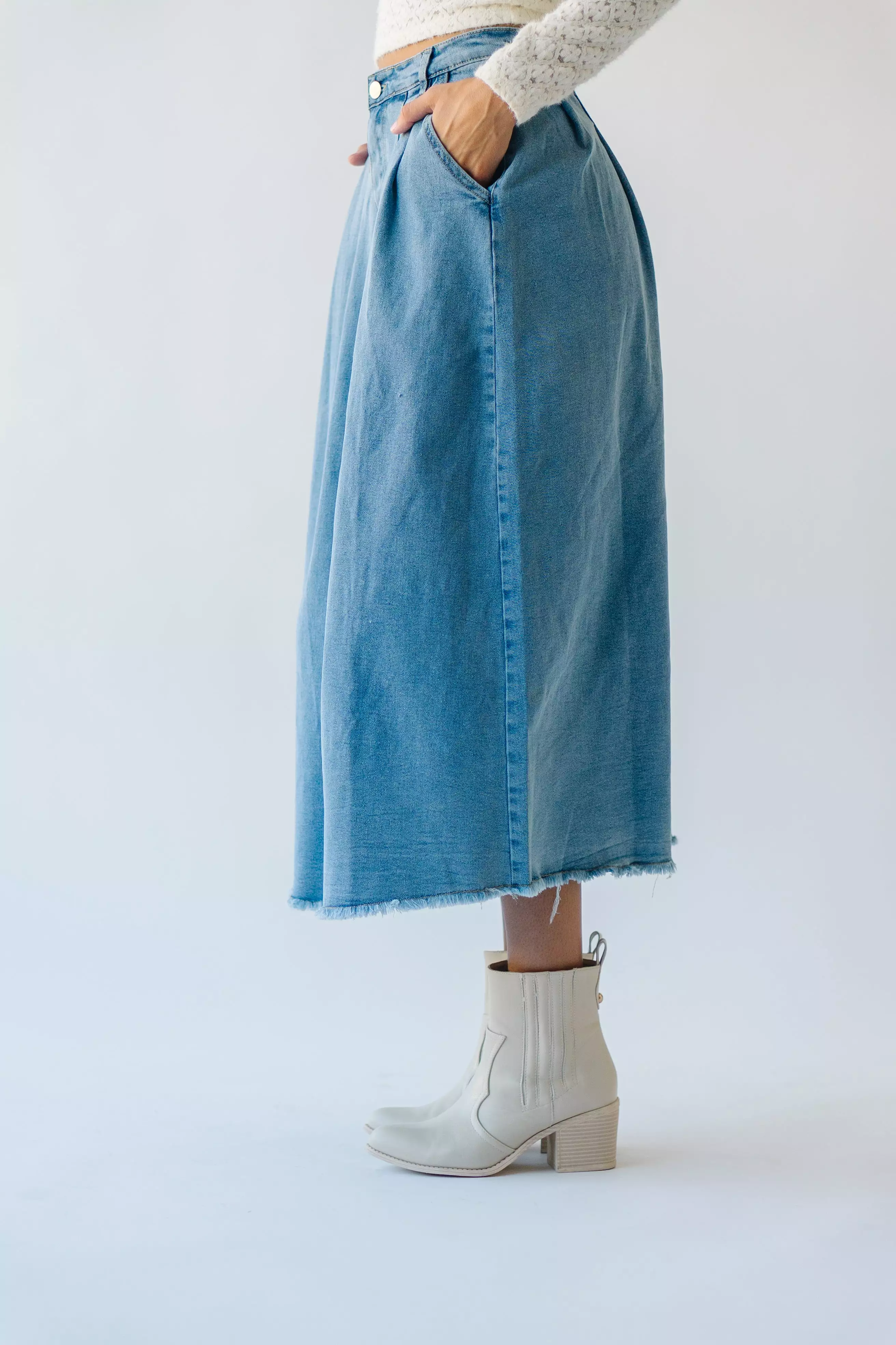 Waleska Pleated Denim Maxi Skirt - Get it now!