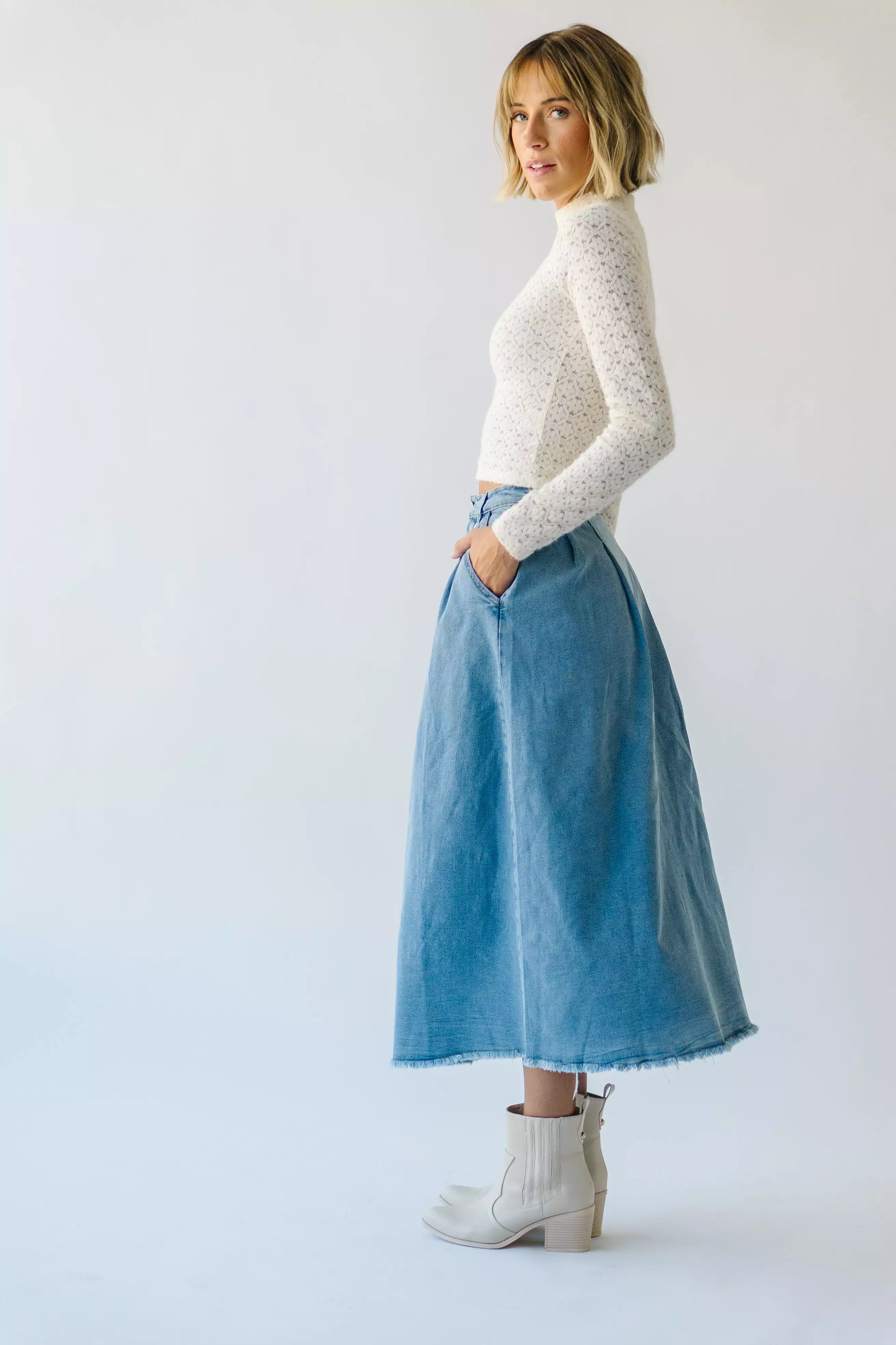 Waleska Pleated Denim Maxi Skirt - Get it now!