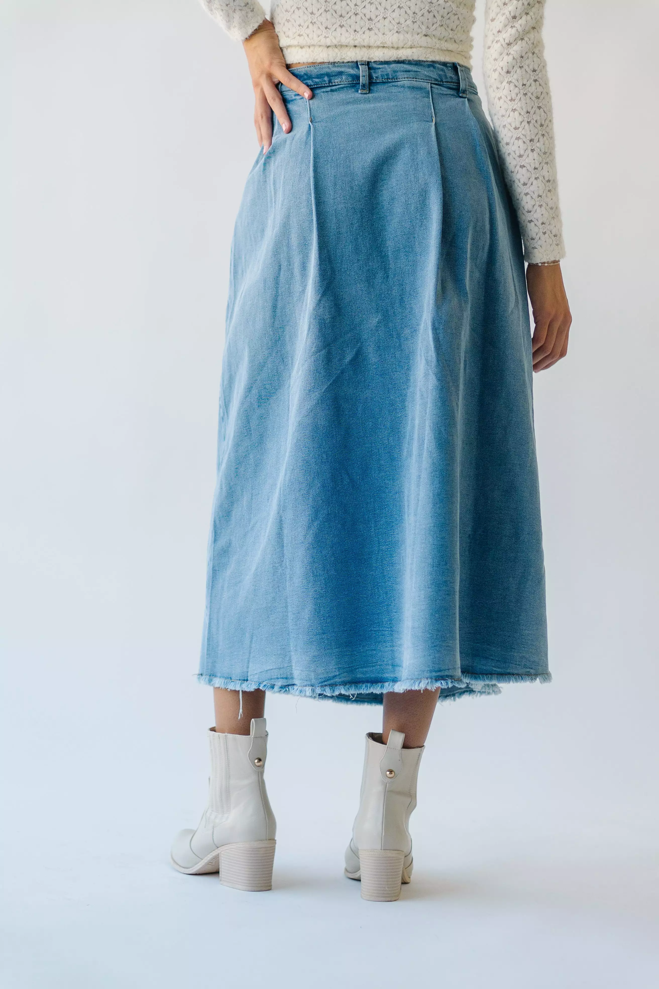 Waleska Pleated Denim Maxi Skirt - Get it now!