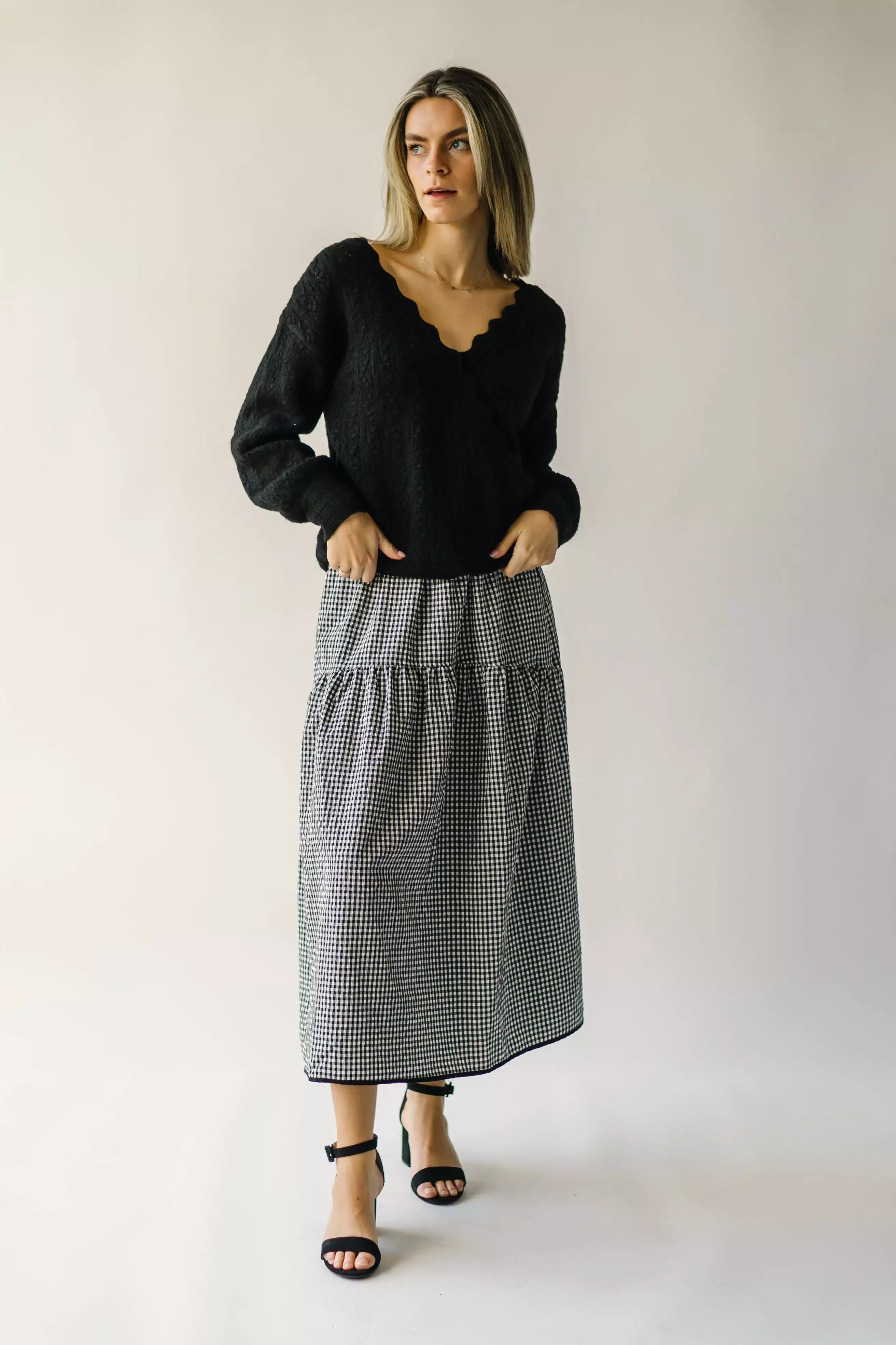 Wasco Gingham Maxi Skirt - Black