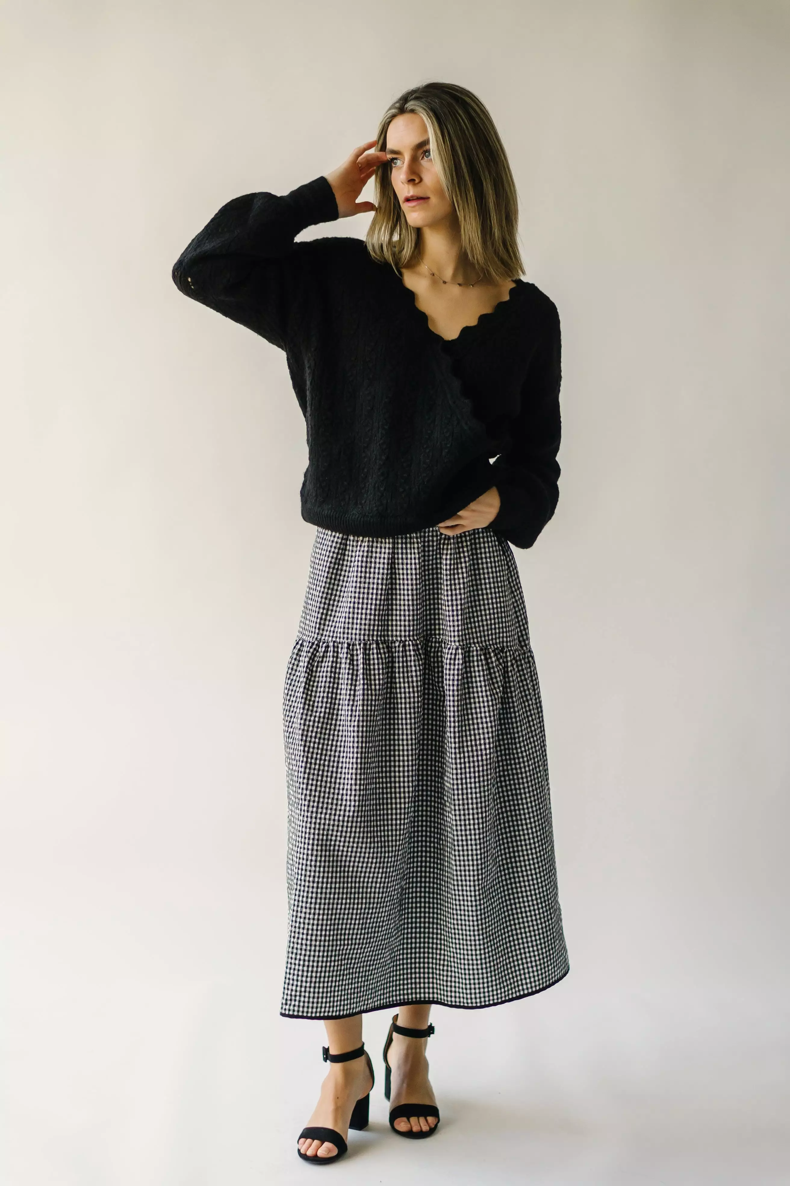 Wasco Gingham Maxi Skirt - Black