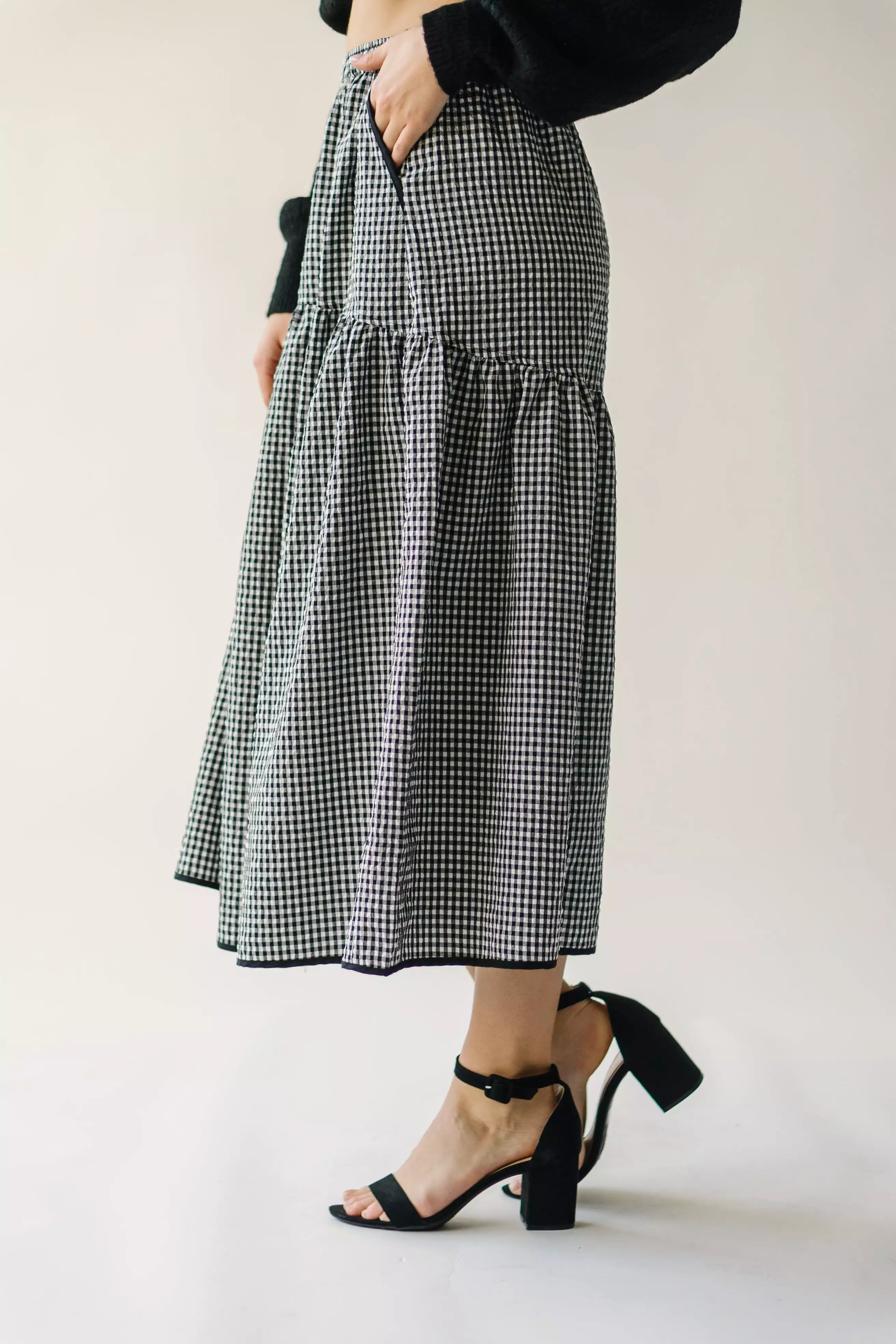 Wasco Gingham Maxi Skirt - Black