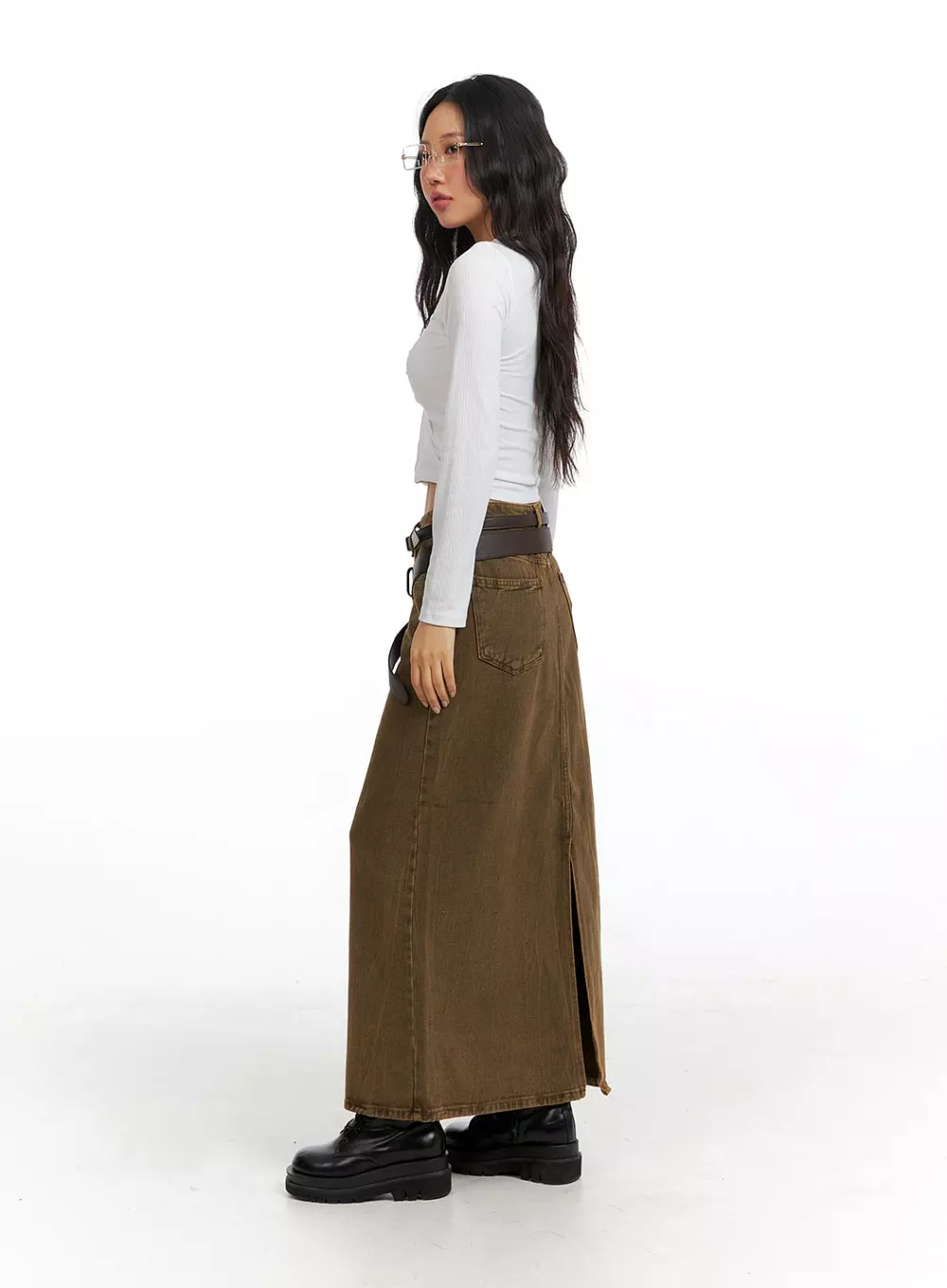 Washed Denim Maxi Skirt, CF407 - Buy Now!