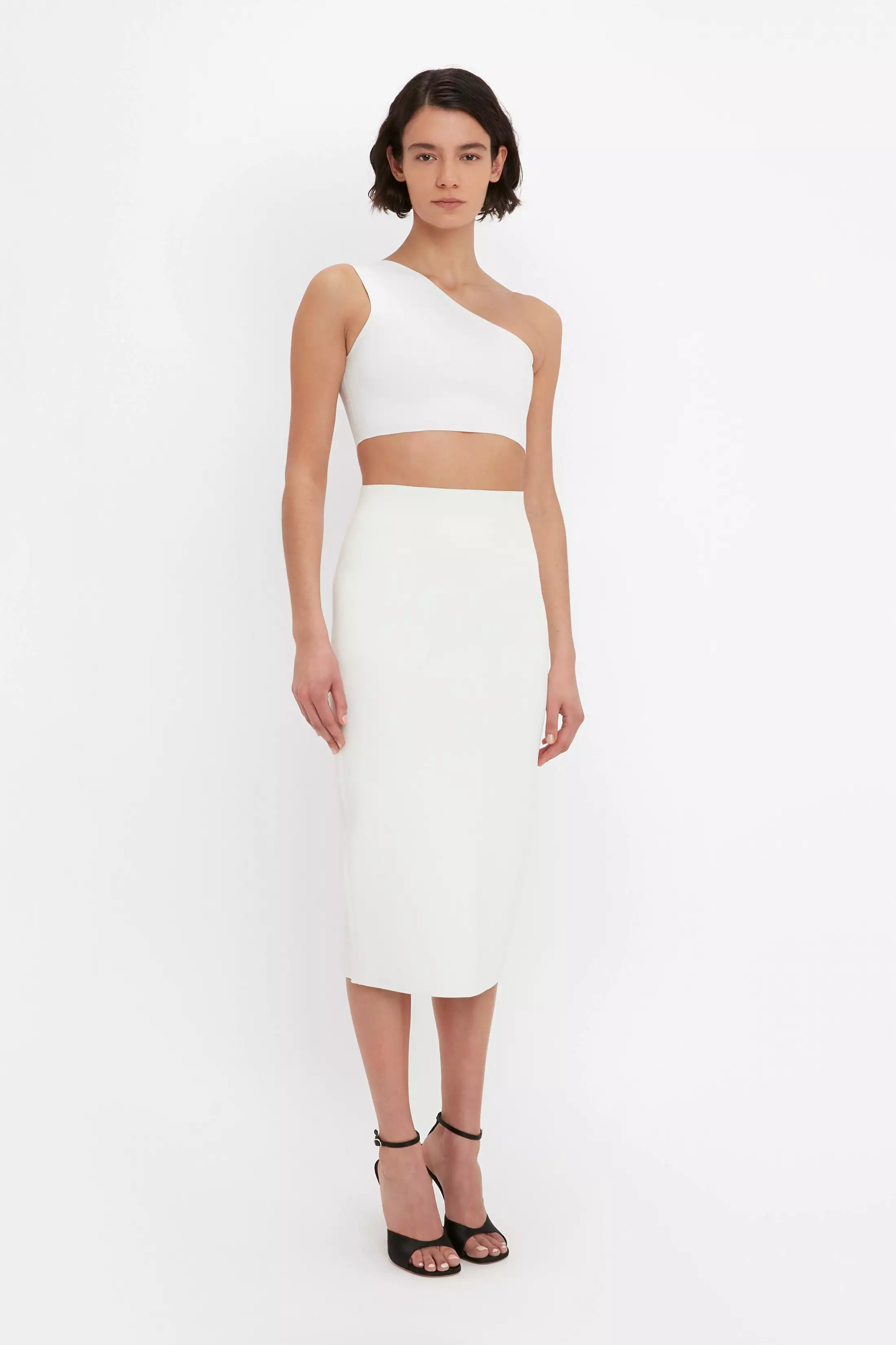 White Bodycon Midi Skirt