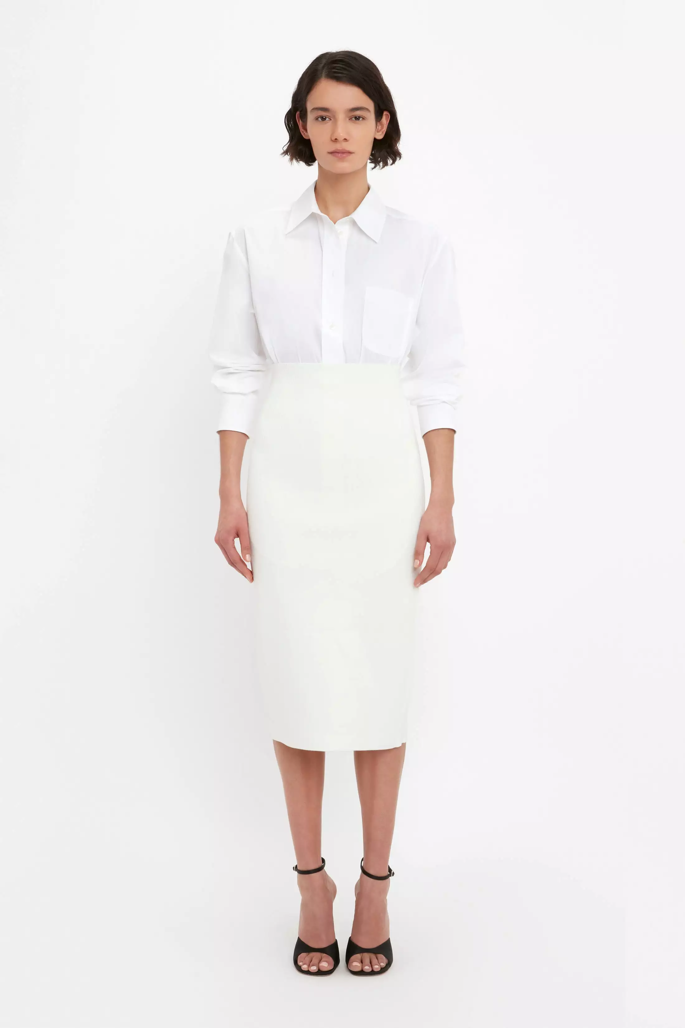 White Bodycon Midi Skirt