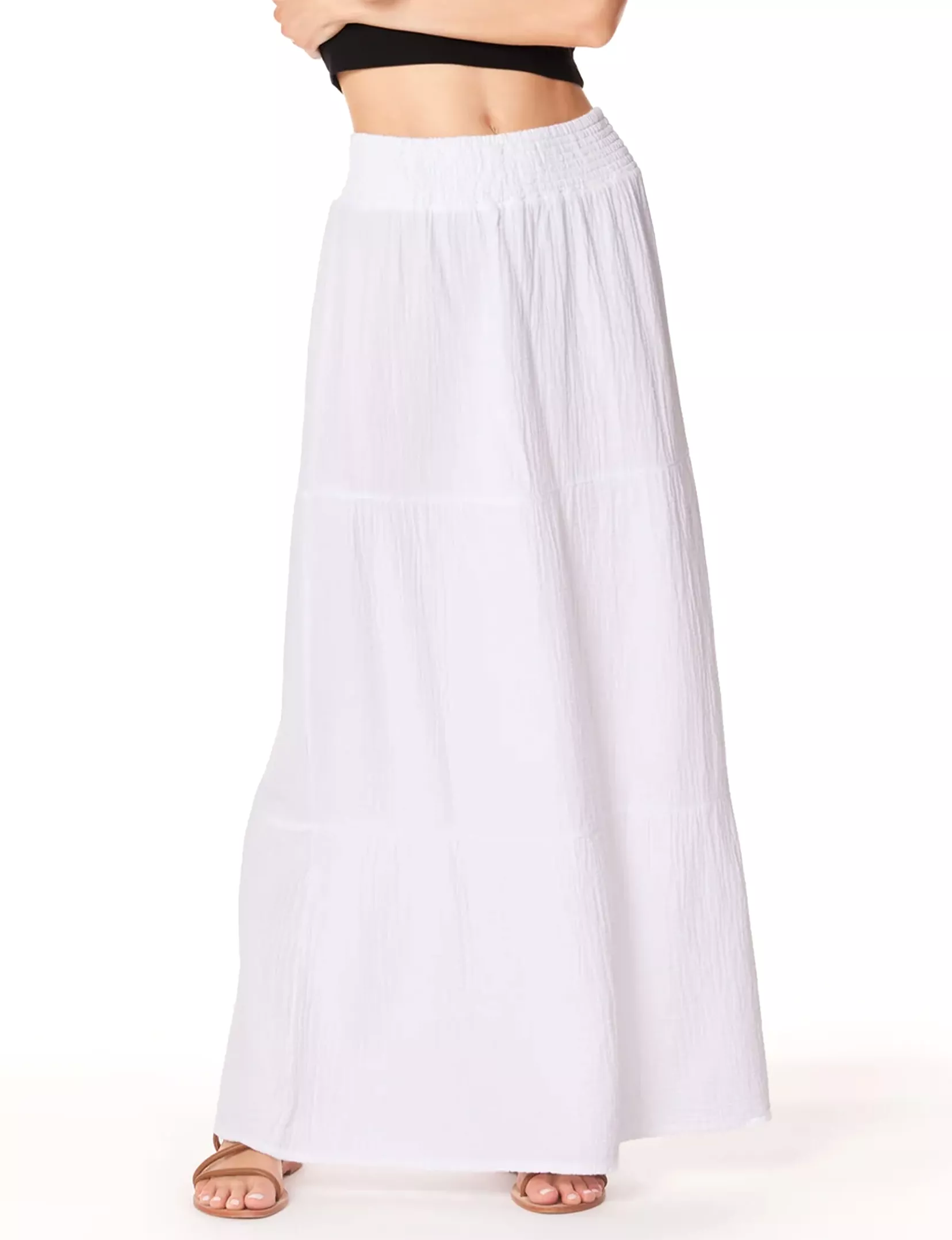 White tiered maxi skirt