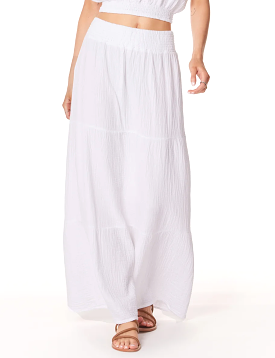 White tiered maxi skirt