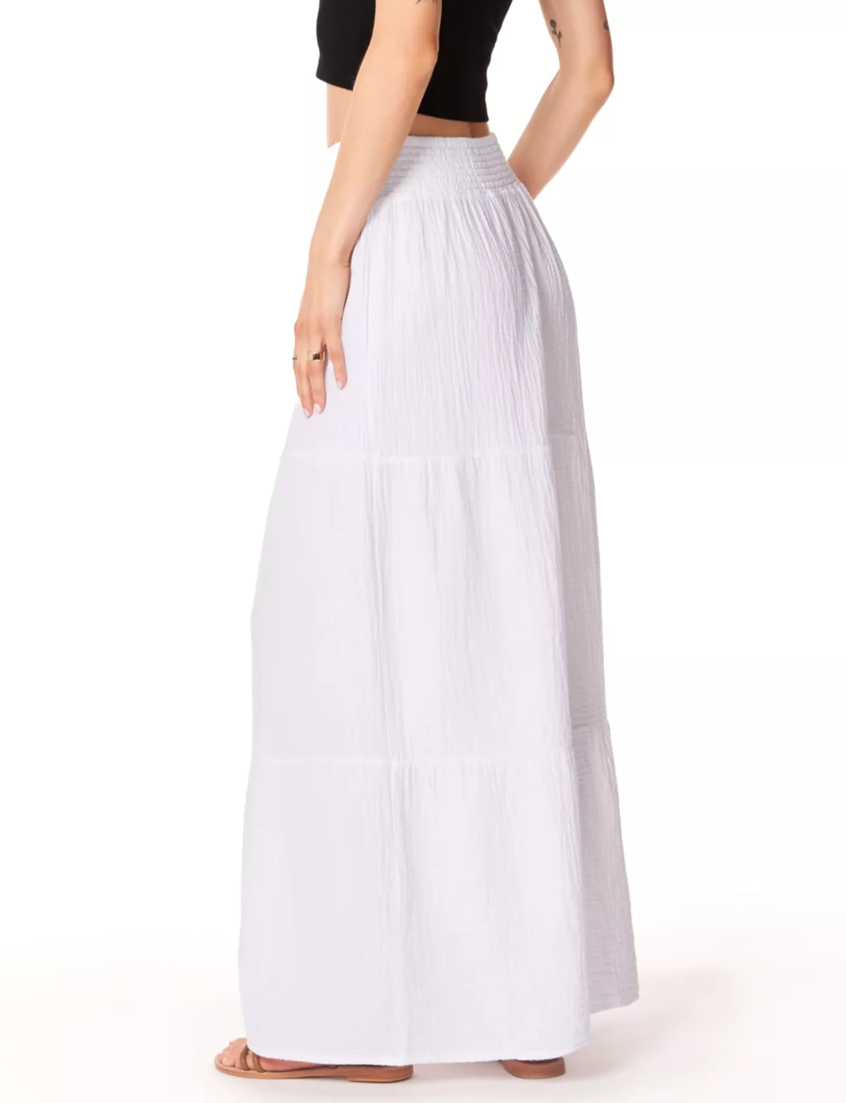 White tiered maxi skirt