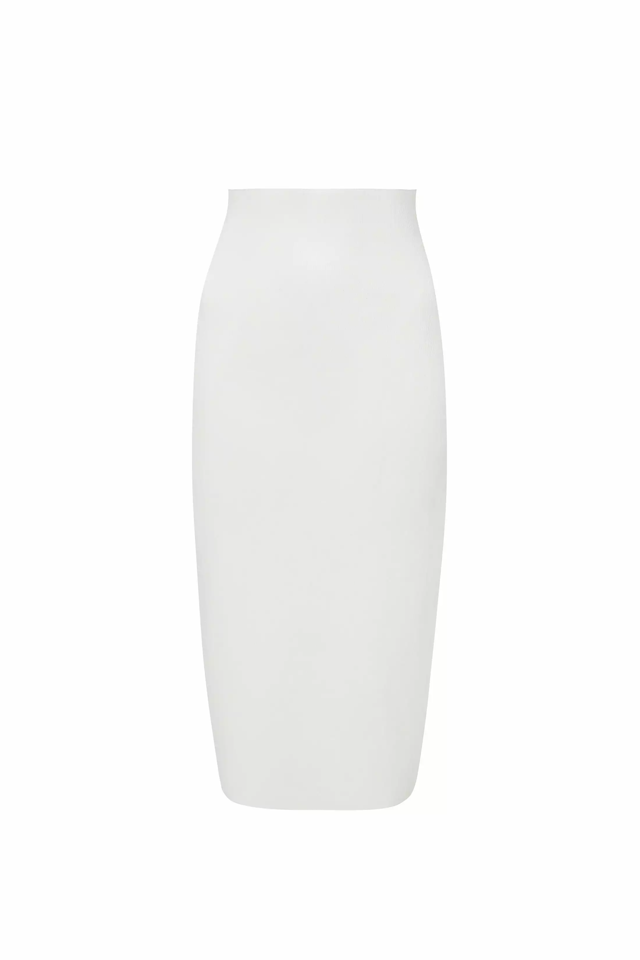 White VB Body Fitted Midi Skirt