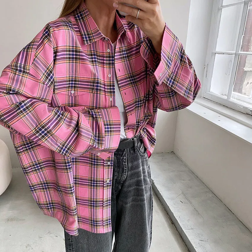 Classic Plaid Shirt for Women - Retro Chic and Versatile