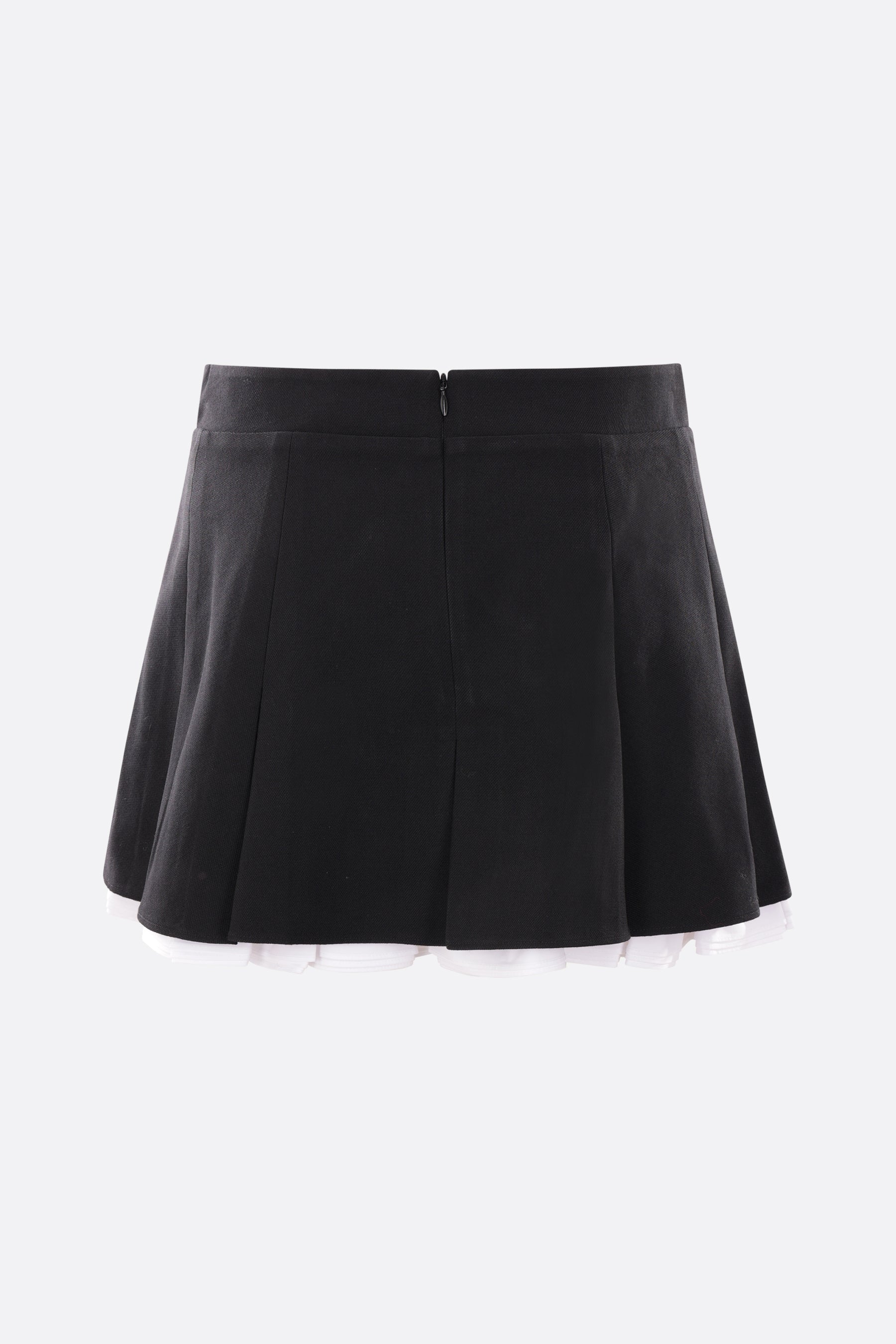 Wool and silk twill mini skirt.