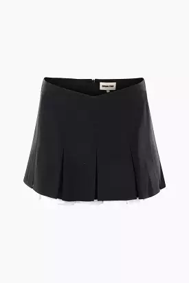 Wool and silk twill mini skirt.