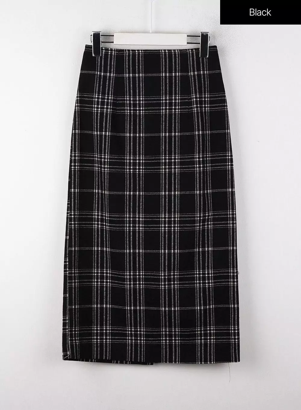 Wool Plaid Maxi Skirt - Mid Waist OJ405