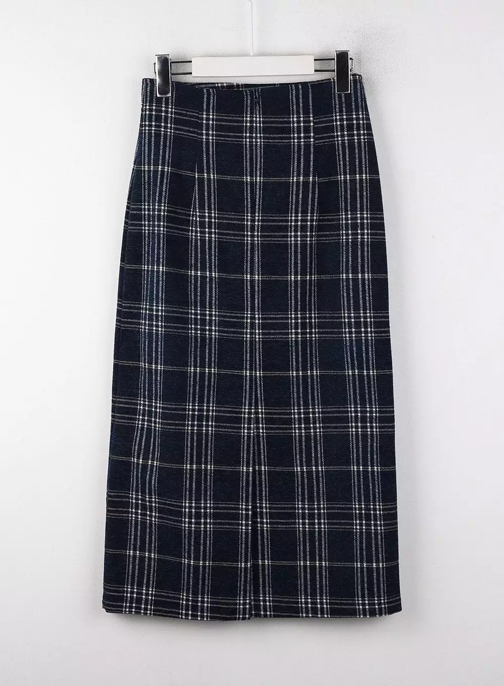 Wool Plaid Maxi Skirt - Mid Waist OJ405