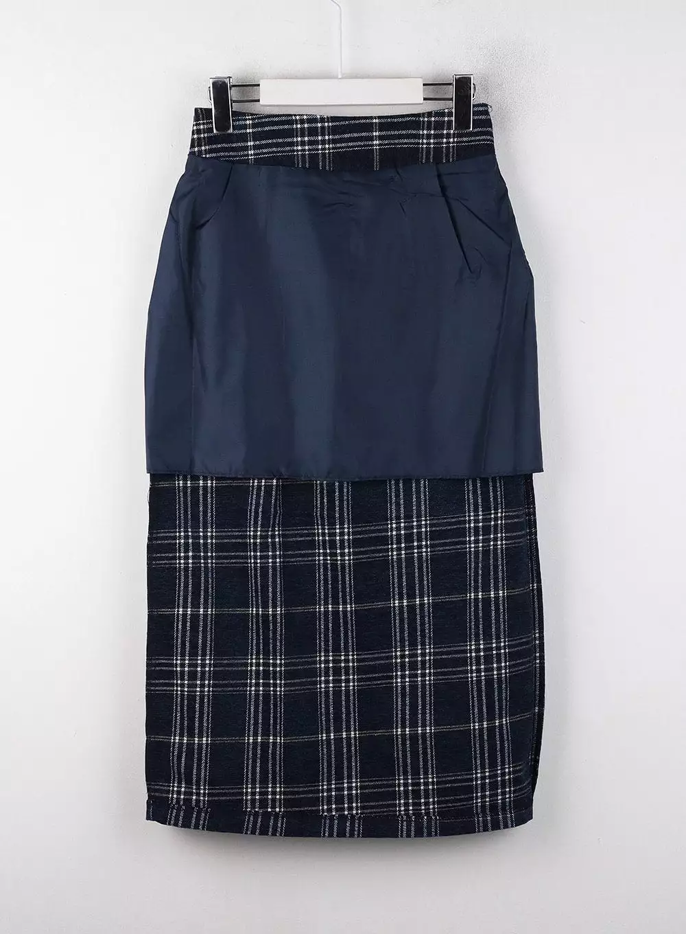 Wool Plaid Maxi Skirt - Mid Waist OJ405