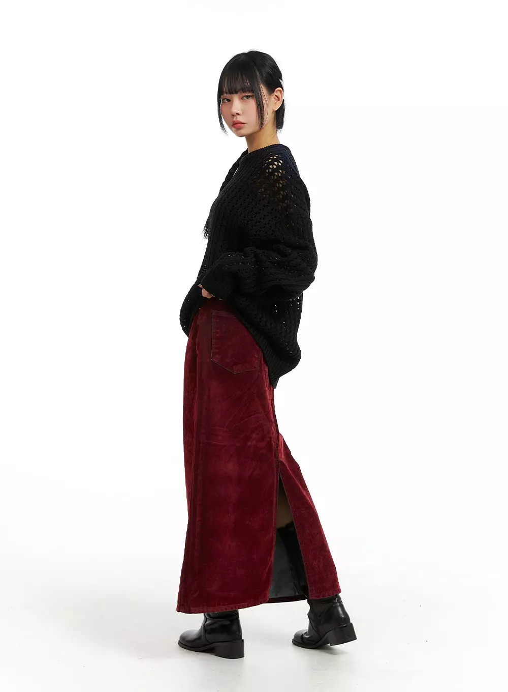 Y2K Velvet Denim Maxi Skirt CJ410 - Google-friendly Result: Velvet Denim Maxi Skirt CJ410, Y2K Fashion